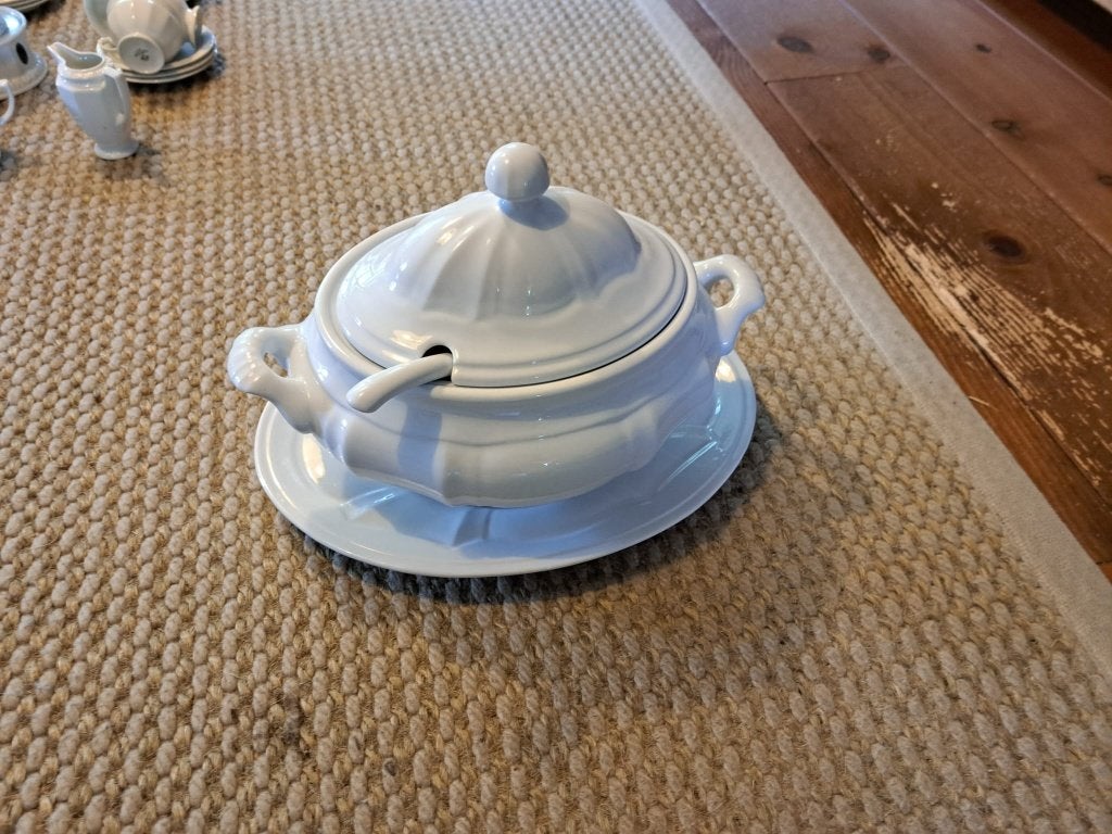 Vintage Italiaanse soepterrine set (1955) – Wit aardewerk, Antiek en Kunst, Antiek | Servies los, Ophalen