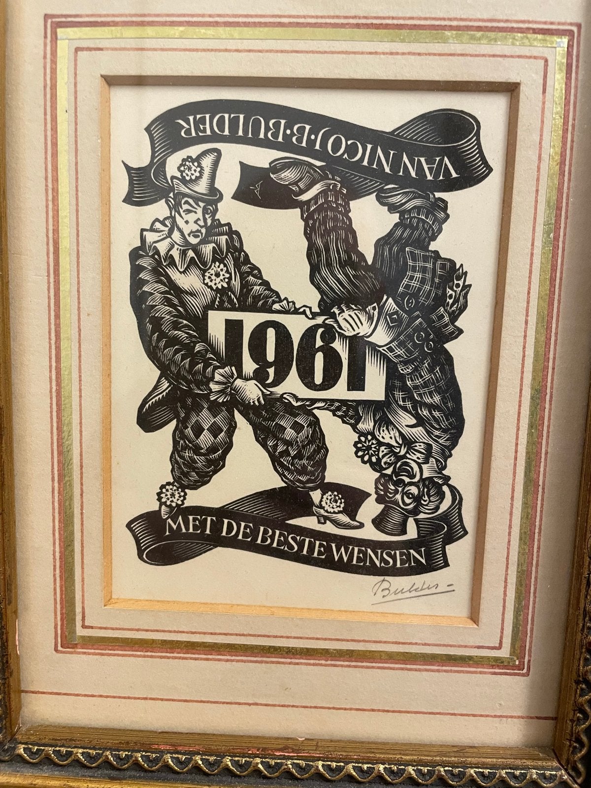 Houtgravure en boek van Nico Bulder, Antiek en Kunst, Dagelijks leven, 1950 - 1999, Ophalen of Verzenden, Houtsnede