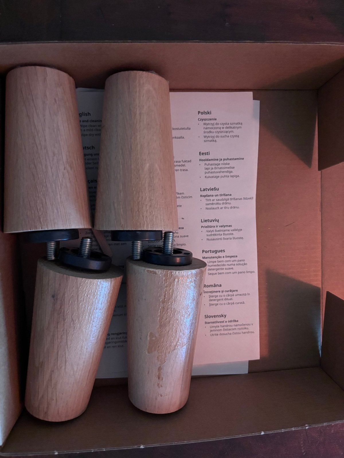 4x Houten BRYNILEN Poot, eiken, 10 cm  bedpoten - in doos, Ophalen of Verzenden, Zo goed als nieuw