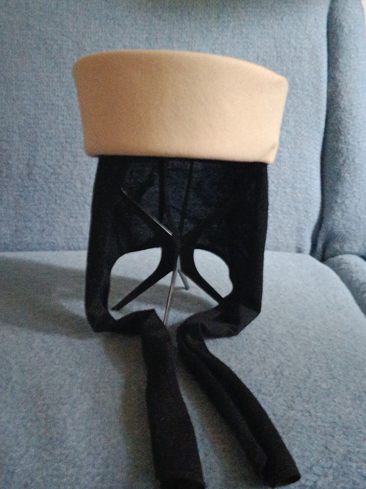 Vintage Pillbox Hoed met aangehechte Sjaal 100% Wol 1980's, Ophalen of Verzenden, Dames, Bermona Trend London