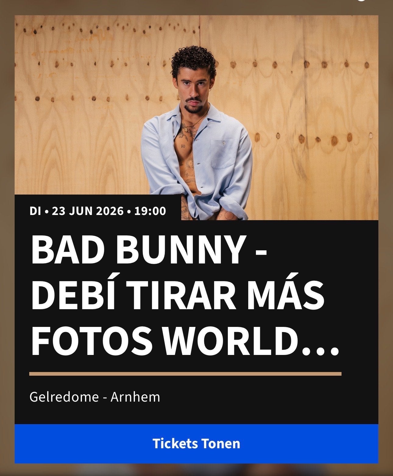 Bad Bunny concert (staanplaats), Eén persoon
