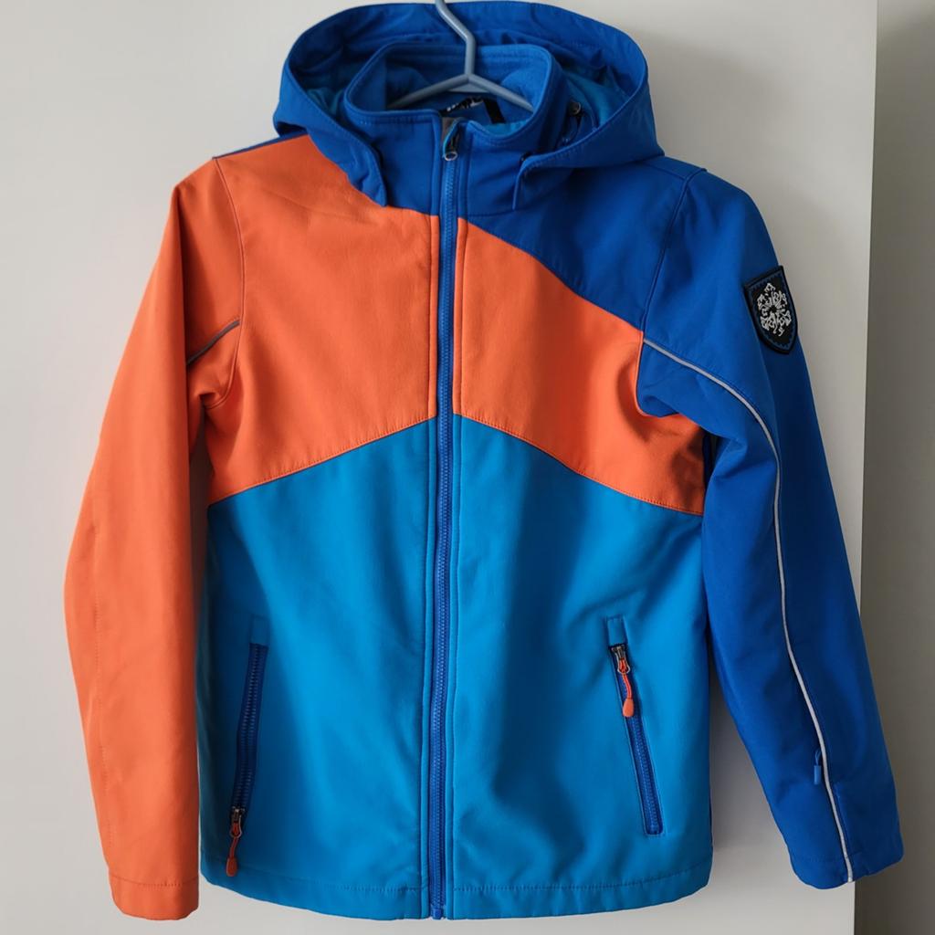 INOC Softshell Jas Maat 146/152 - Blauw/Oranje, Ophalen of Verzenden, Zo goed als nieuw, INOC, Jongen of Meisje