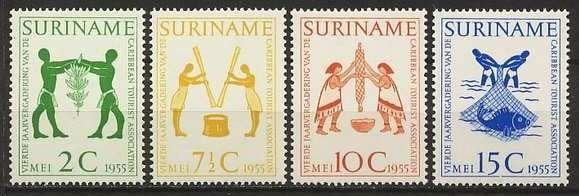 Suriname NVPH nr 317/20 postfris Toerisme 1955, Ophalen of Verzenden, Postfris