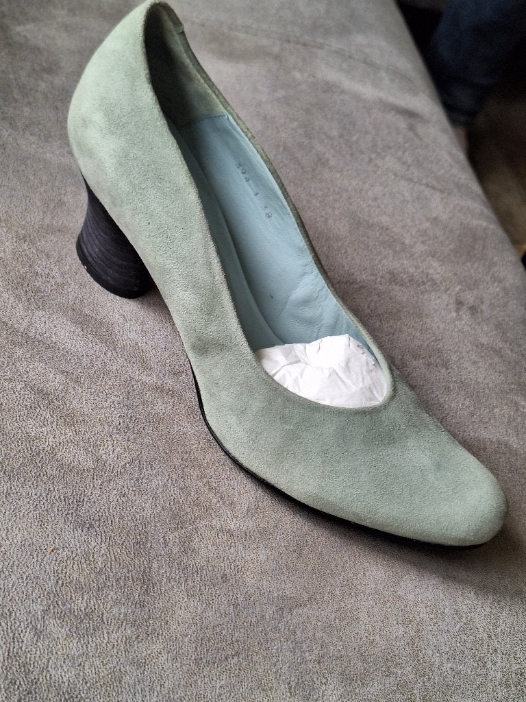 mintgroene damesschoen mt 38, Ophalen, Zo goed als nieuw, Schoenen met hoge hakken, Groen