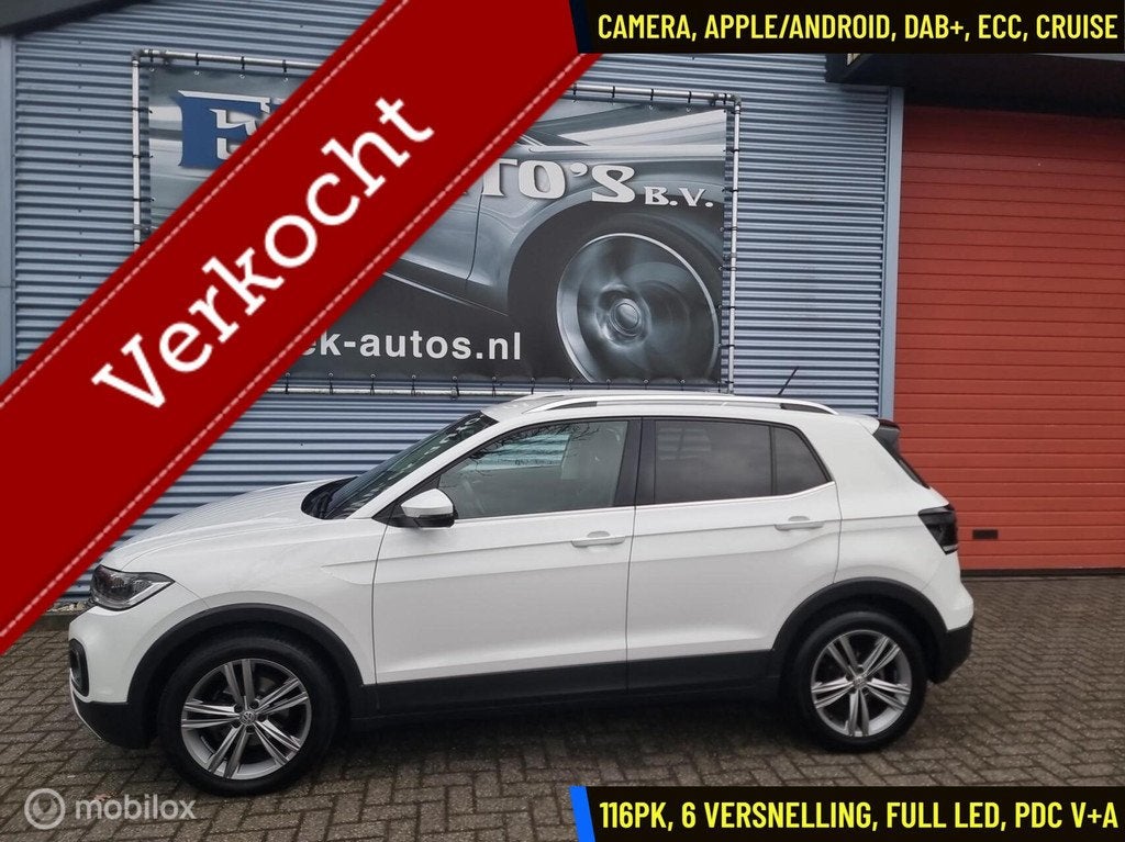 Volkswagen T-Cross 1.0 TSI Style 116pk- 6-vers Full LED, ECC, Auto's, Volkswagen, Bedrijf, Te koop, T-Cross, ABS, Achteruitrijcamera