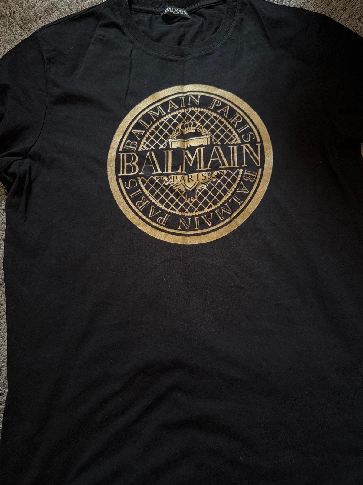 Balmain T-shirt Zwart met Gouden Logo, Kleding | Dames, Ophalen of Verzenden, Zo goed als nieuw, Zwart