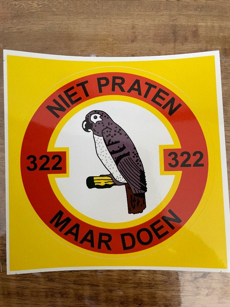 Luchtmacht sticker 322 Squadron stickers, Ophalen of Verzenden, Luchtmacht, Nederland, Embleem of Badge