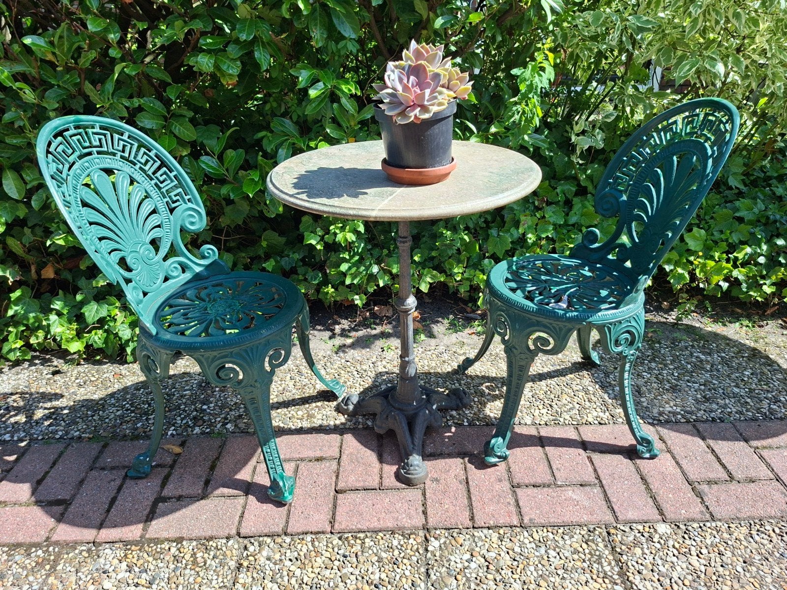Marmeren tafel 60 euro , bistroset, bistro-set 80 euro, Ophalen, Gebruikt, Overige materialen, 2 zitplaatsen