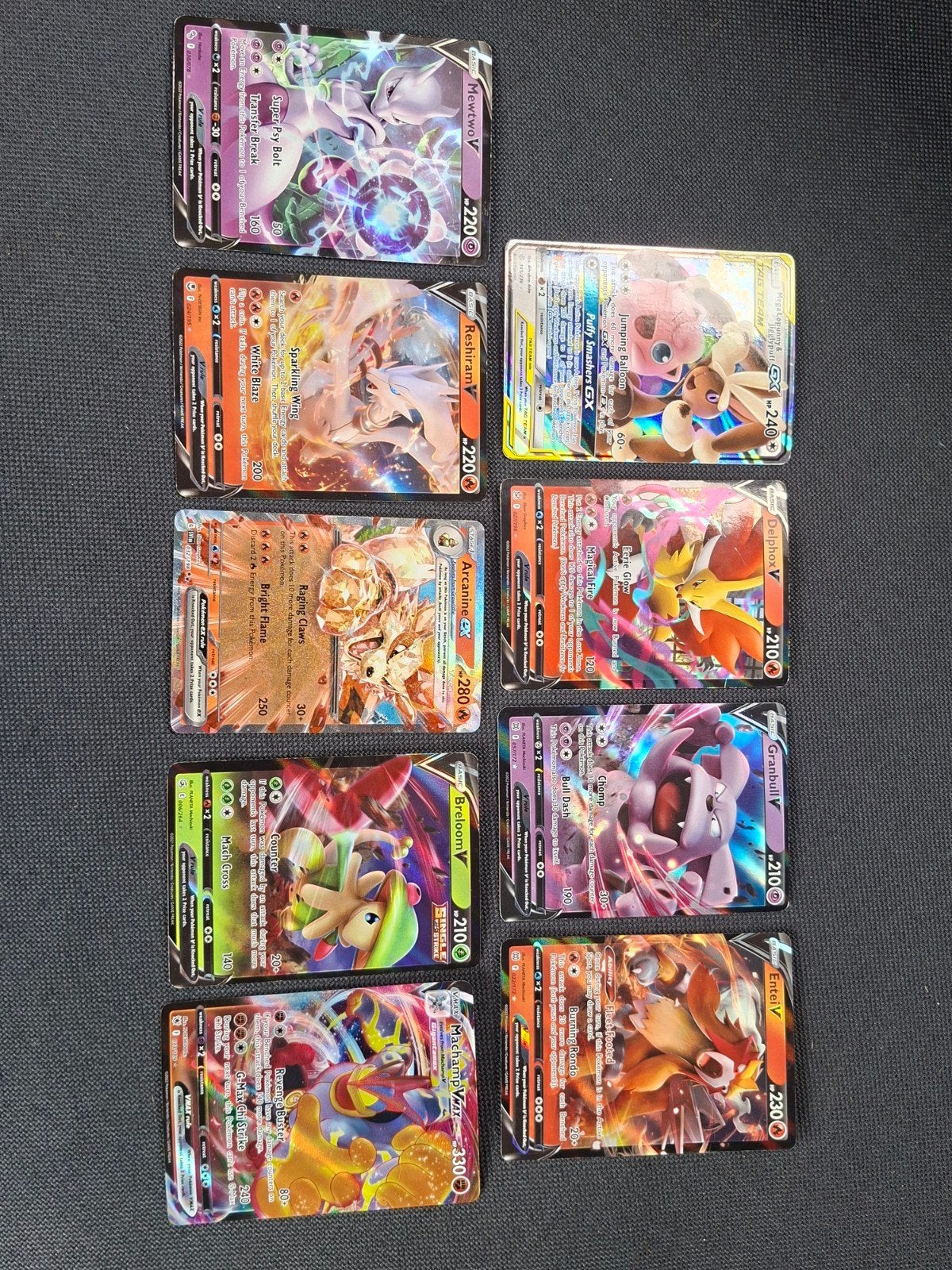Pokémon V en VMAX  - Mewtwo, Arcanine, Breloom, Jiggly, Ophalen of Verzenden, Zo goed als nieuw, Meerdere kaarten, Foil