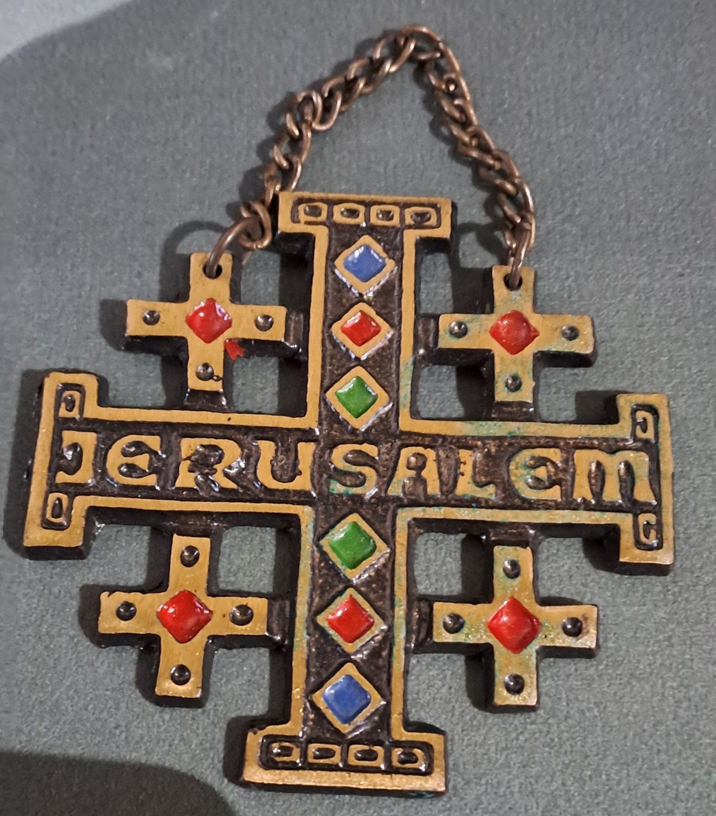 Jeruzalem Kruis Hanger - 7,5 x 7,5 cm, Antiek en Kunst, Ophalen of Verzenden
