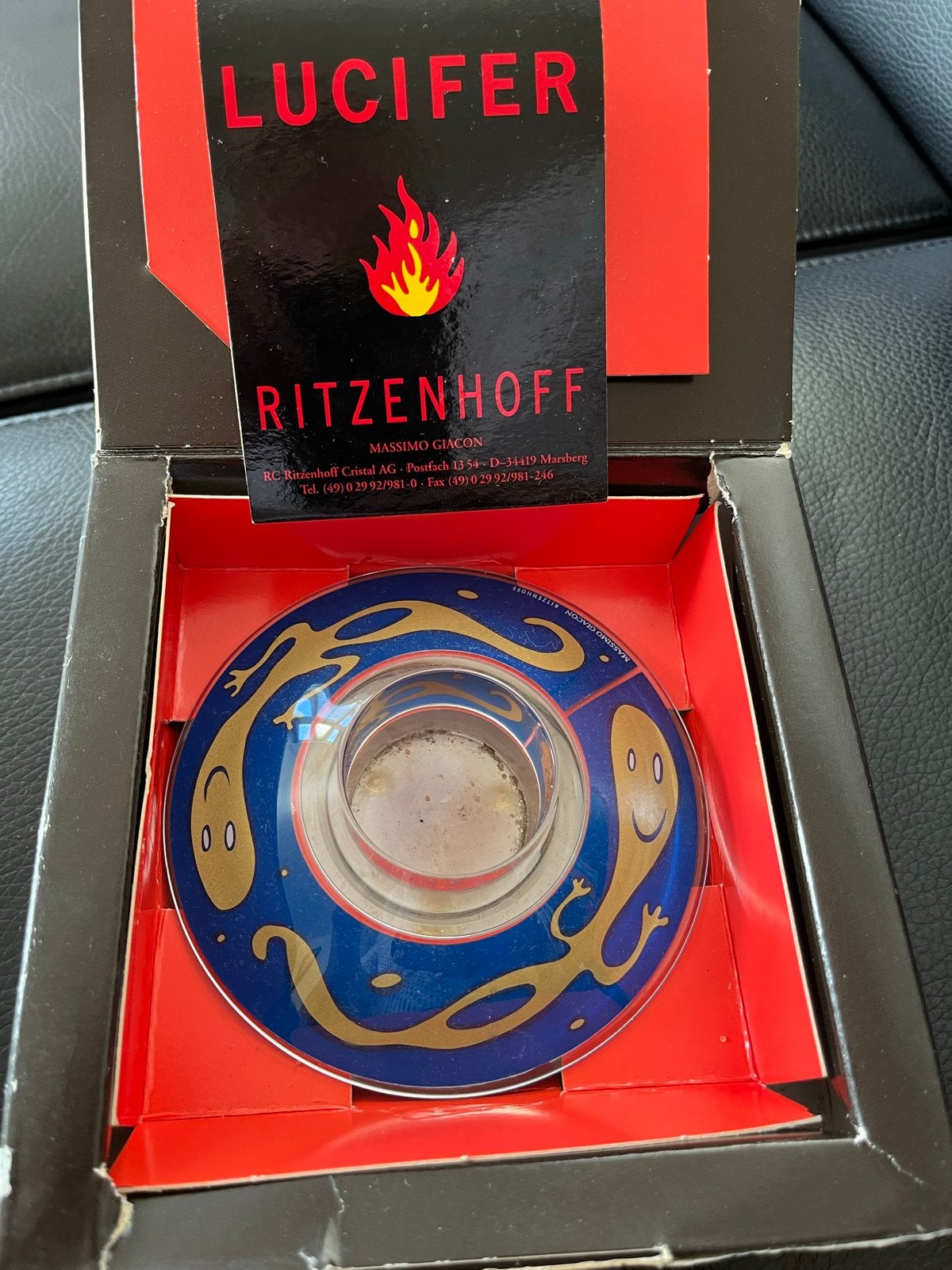 Ritzenhoff Lucifer Windlicht Massimo Giacon 1999, Antiek en Kunst, Glas, Gemerkt, Ophalen of Verzenden, Blauw