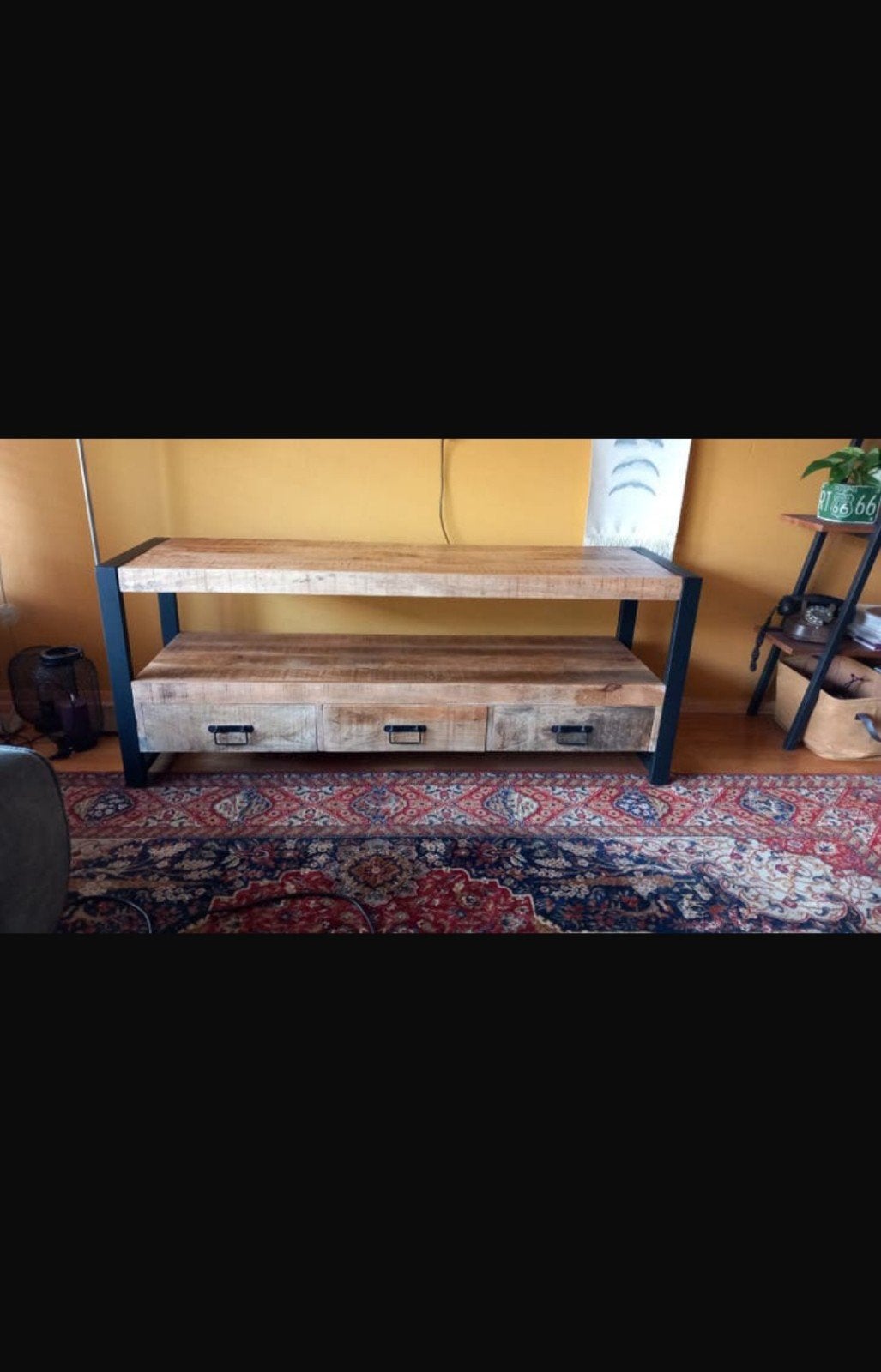 Tv meubel mangohout, Ophalen, 150 tot 200 cm, Minder dan 100 cm, Industrieel