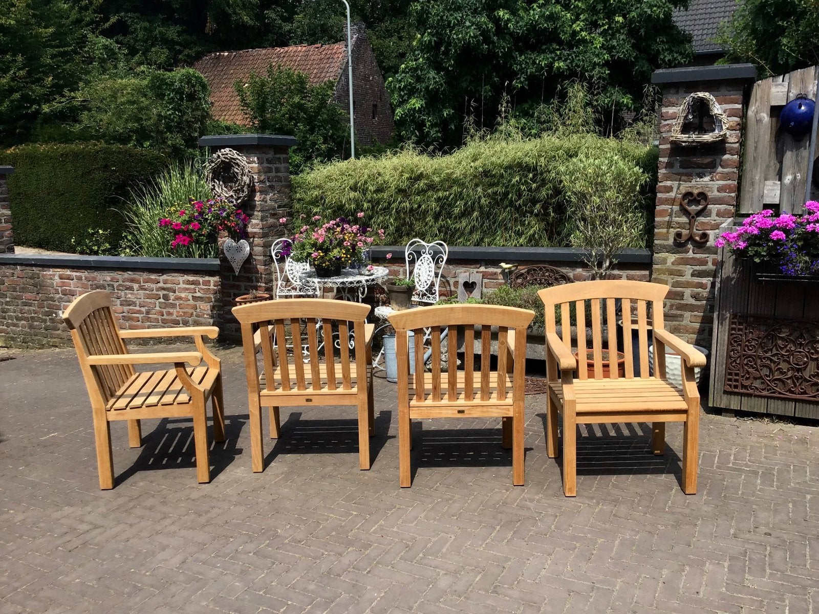 4 mooie Gloster Teakhouten Tuinstoelen izgst setprijs, Ophalen, Gebruikt, Teakhout