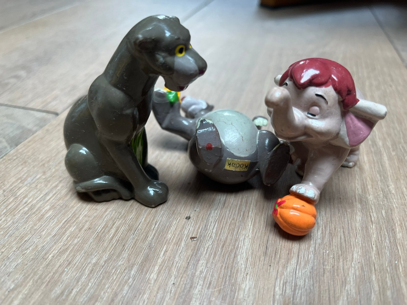 Vintage Jungle Boek figuren: Bagheera, Baloo, Hathi Jr., Ophalen of Verzenden, Gebruikt