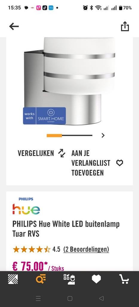 3x Philips Hue Tuar buiten wandlamp RVS, Tuin en Terras, Buitenverlichting, Gebruikt, Minder dan 50 watt, Wandlamp, Ophalen of Verzenden