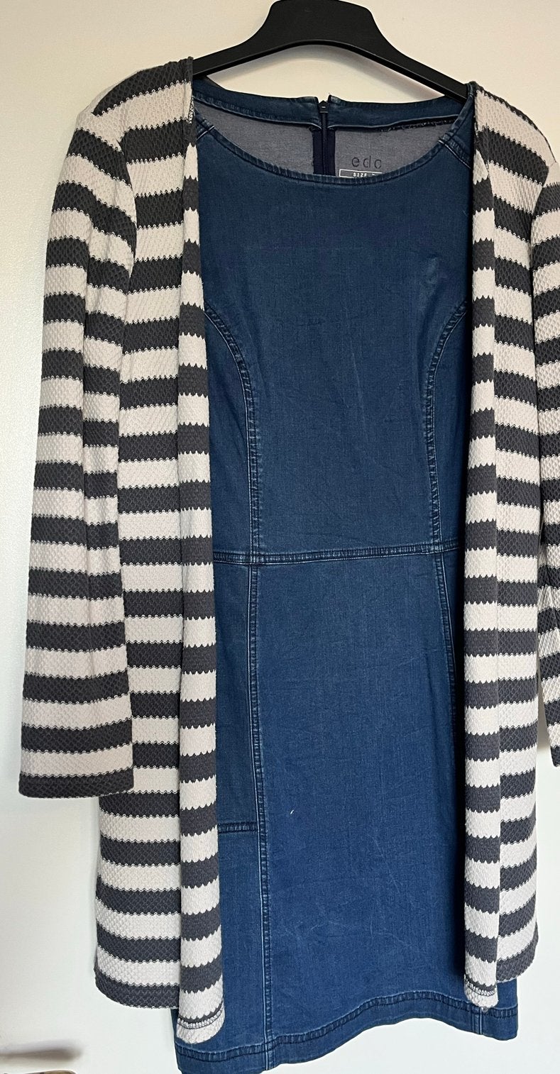 Set: Spijkerjurk en blauw wit gestreept damesvest (ONLY), Kleding | Dames, Maat 38/40 (M), Blauw, Ophalen of Verzenden, Zo goed als nieuw