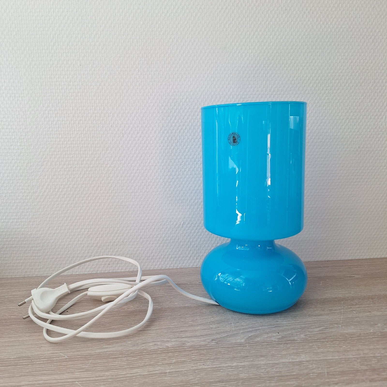 Vintage Ikea Lykta lamp blauwe nachtlamp tafellamp, Huis en Inrichting, Blauw, Vintage, Nachtlamp, Ophalen of Verzenden