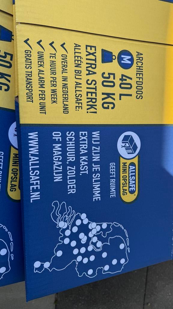 50 stuks Allsafe Archiefdoos M 40L - Extra Sterk Verhuisdoos, Ophalen, Doos, Opvouwbaar, Minder dan 35 cm