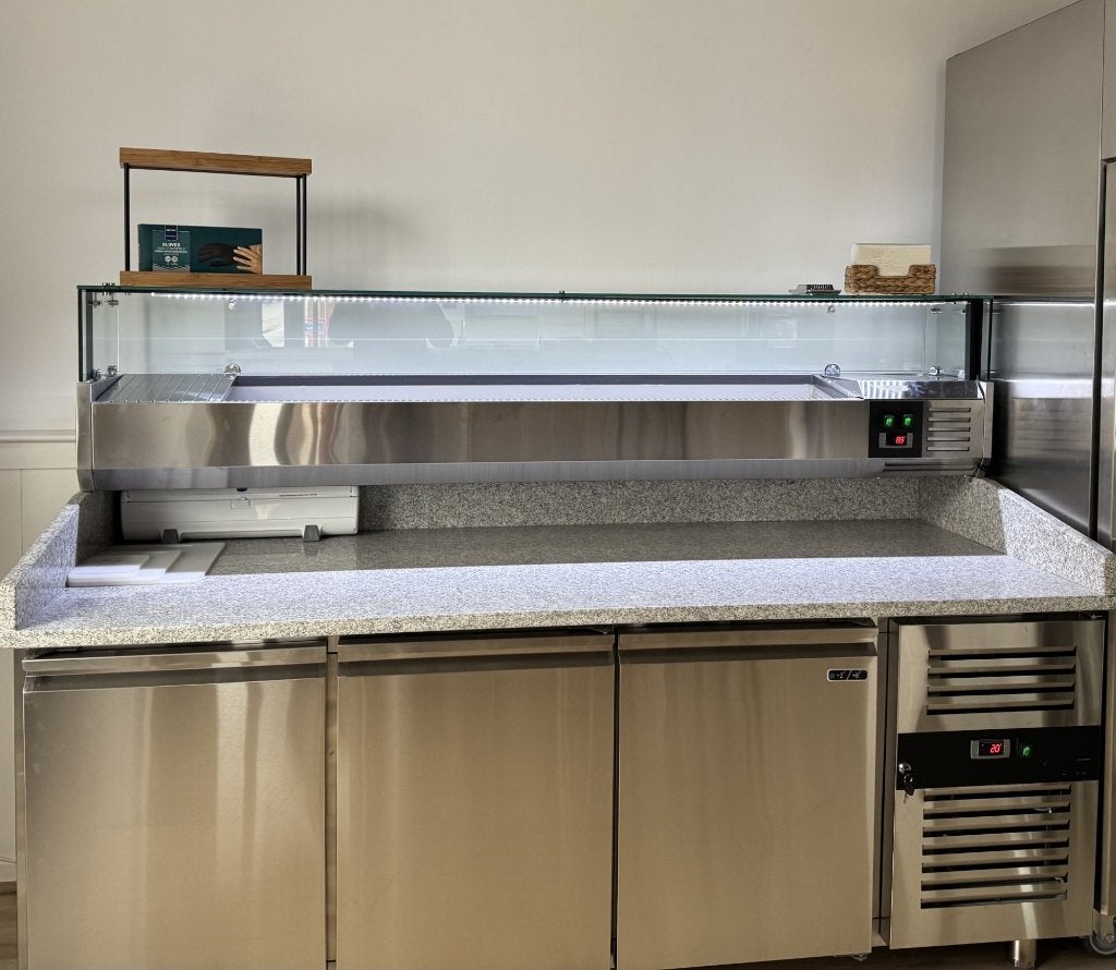 Koelwerkbank met granieten werkblad & opzetkoeling, 200 liter of meer, Ophalen, Zonder vriesvak, 160 cm of meer