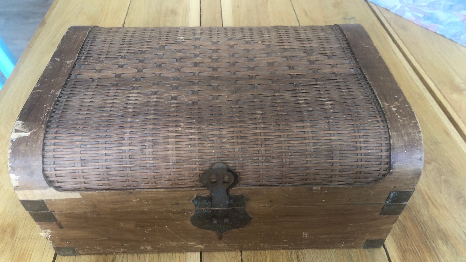 Oude kist, 42/29,5 hoog 18,5 cm, Ophalen of Verzenden