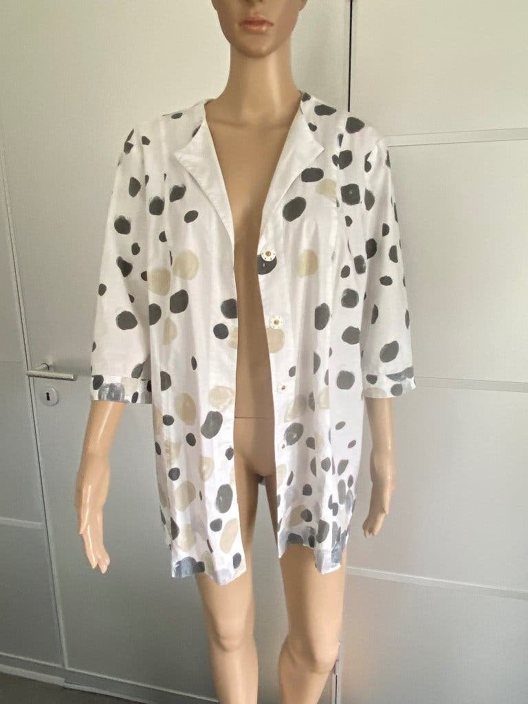 K229 Avant Garde mt. 42=L lang jasje blazer blouse wit/beige, Kleding | Dames, Wit, Maat 42/44 (L), Avant Garde, Ophalen of Verzenden