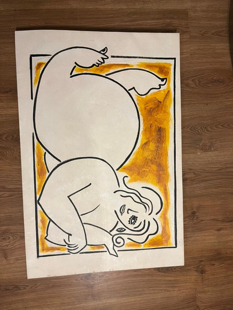 Abstracte Vrouw Schilderij, Ophalen of Verzenden