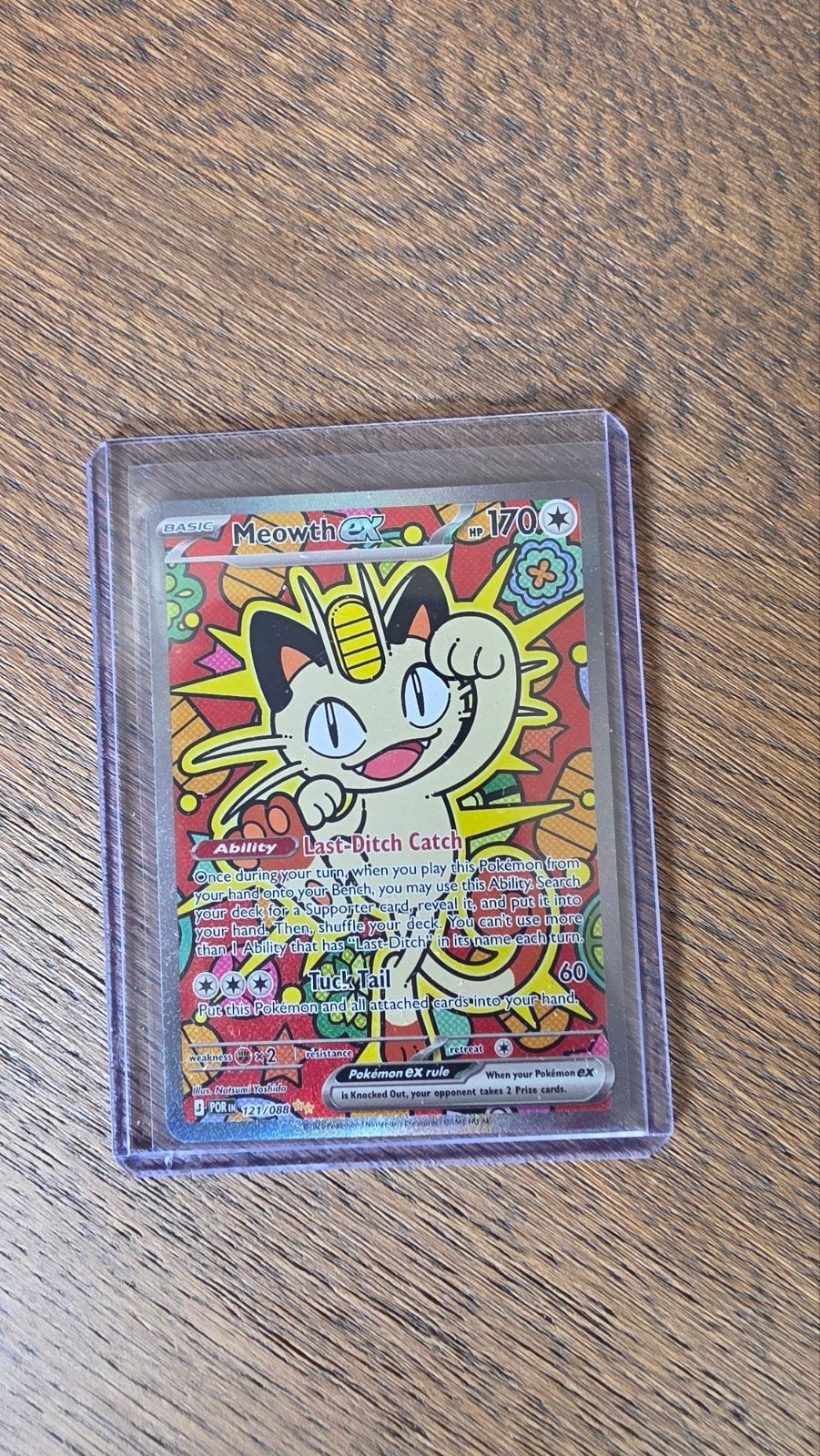 Meowth EX Secret Illustration Rare | 121/088 POR | Pokémon, Ophalen of Verzenden, Nieuw, Losse kaart, Foil