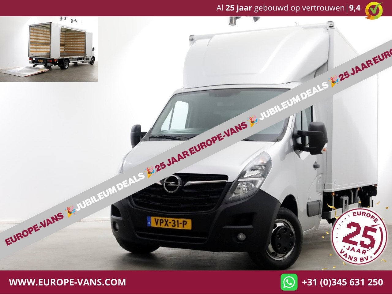 Opel Movano 2.3 Turbo 165pk Bakwagen met bovensluit-laadklep, Achterwielaandrijving, Gebruikt, Euro 6, 4 cilinders