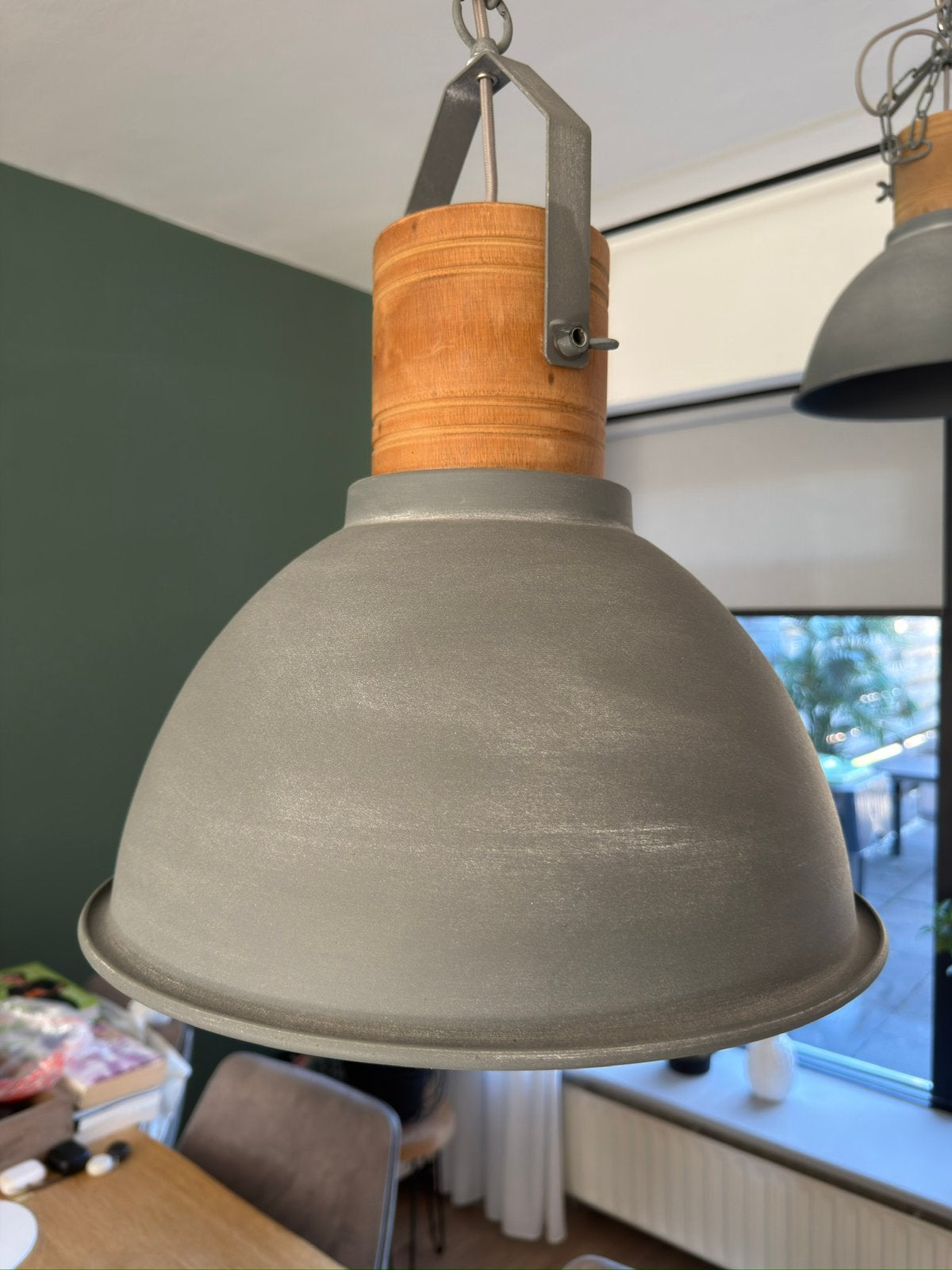 Set van 2 stoere hanglampen | industrieel | hout| eettafel, Ophalen, Zo goed als nieuw, Hout