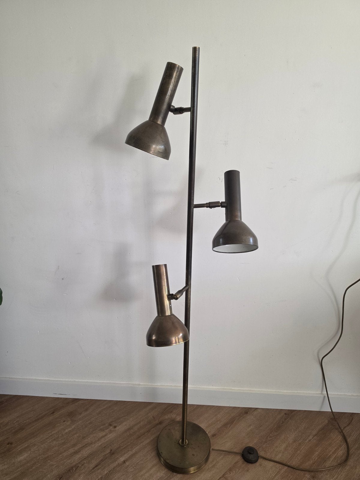 vloerlamp staande lamp vintage messing space age, Gebruikt, Ophalen of Verzenden, 150 tot 200 cm, Space age