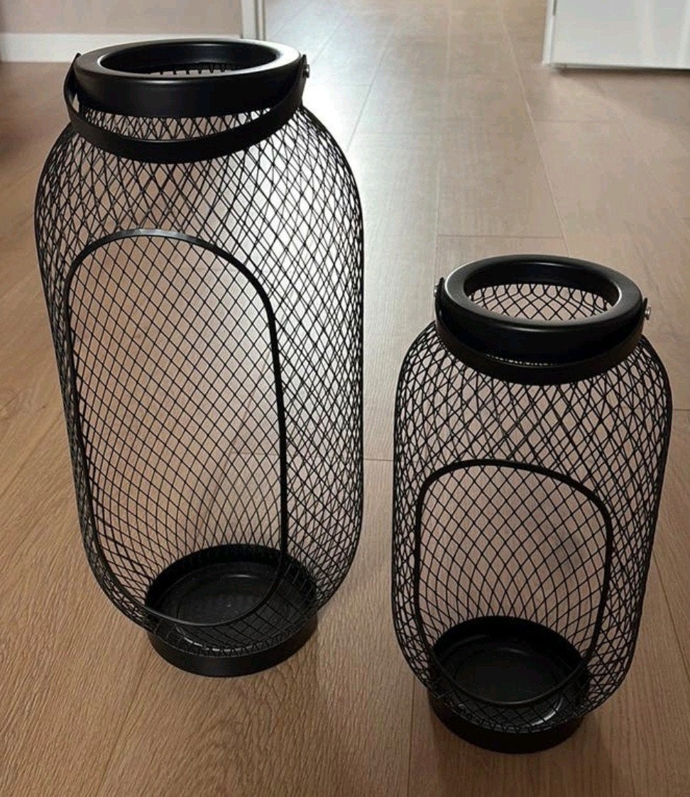IKEA Toppig Lantaarns - Set van 2 (Zwart), Metaal, Zwart, Zo goed als nieuw, Ophalen of Verzenden