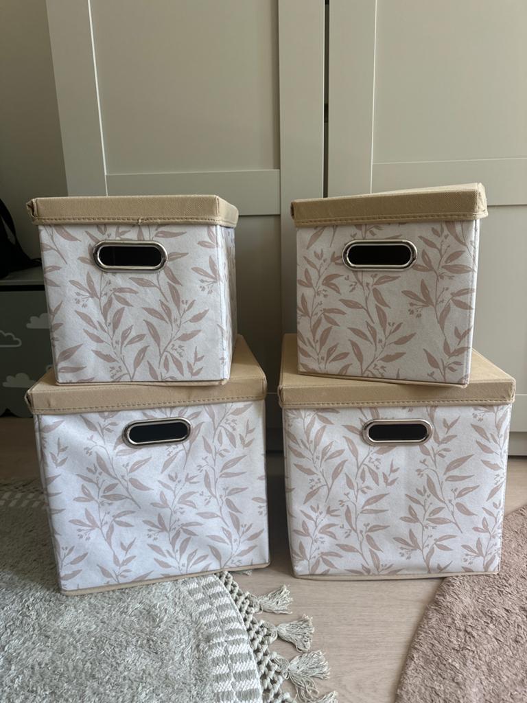 4x opbergdoos / mand met deksel, Ophalen of Verzenden, Zo goed als nieuw, Vierkant