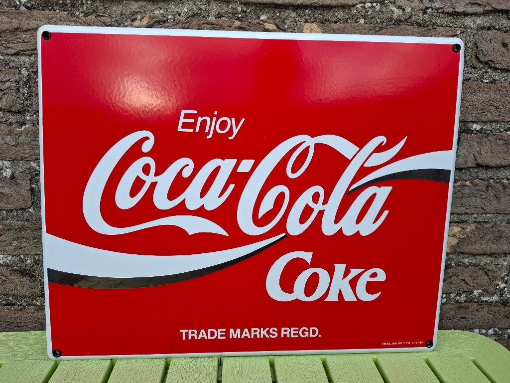 Emaillebord Coca Cola Emaillerie Belge 1989, Ophalen of Verzenden, Nieuw, Reclamebord