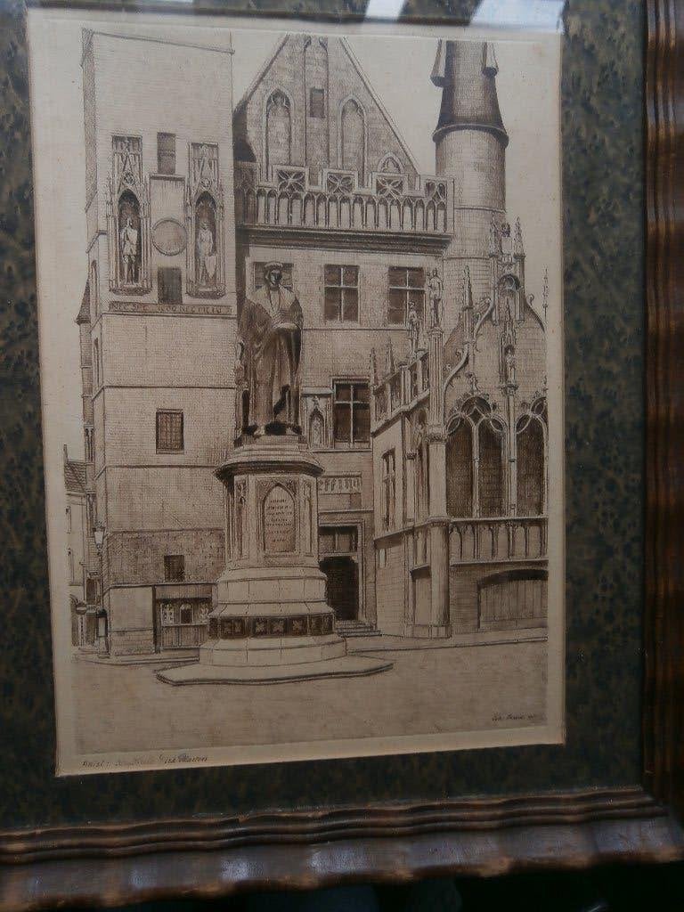 Jules Martin, IngelEts van STANDBEELD Dirk Martens  in Aalst, Ophalen, Architectuur, Ets