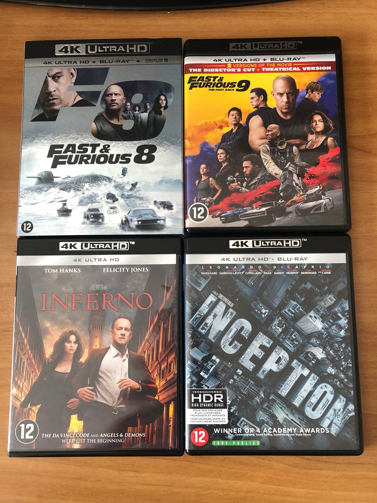 4 x 4K Ultra HD films blu-ray, Cd's en Dvd's, Blu-ray, Ophalen of Verzenden, Zo goed als nieuw, Actie