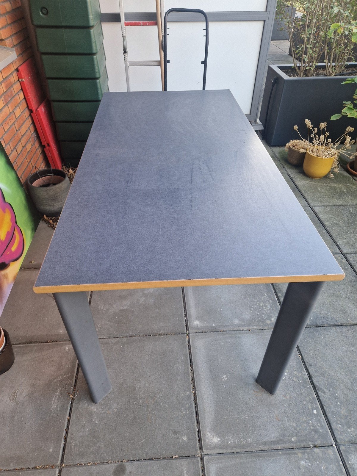 Blauwe tafel 160x80x75cm GRATIS AF TE HALEN, Ophalen, Gebruikt, 100 tot 150 cm, 50 tot 100 cm