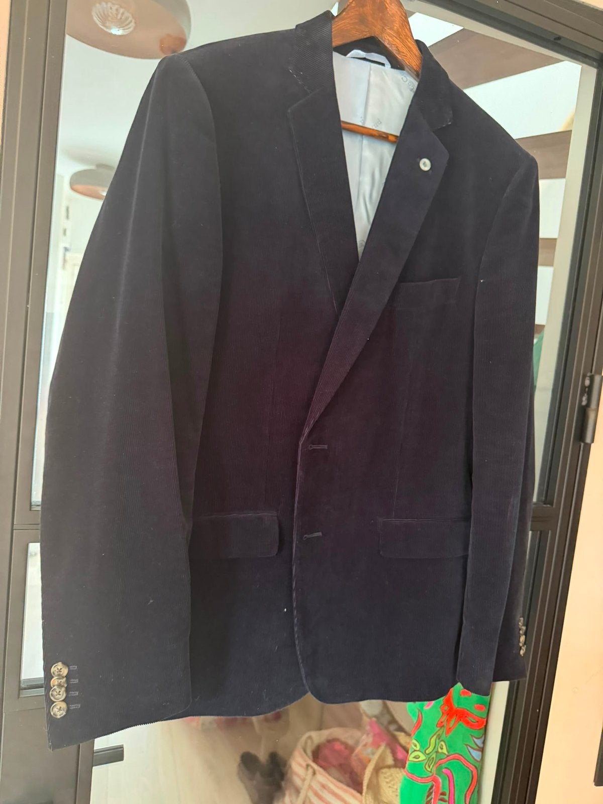 Prachtig colbert Le Carnard rib fluwelen 100% katoen 54, Ophalen of Verzenden, Gedragen, Maat 52/54 (L), Blauw
