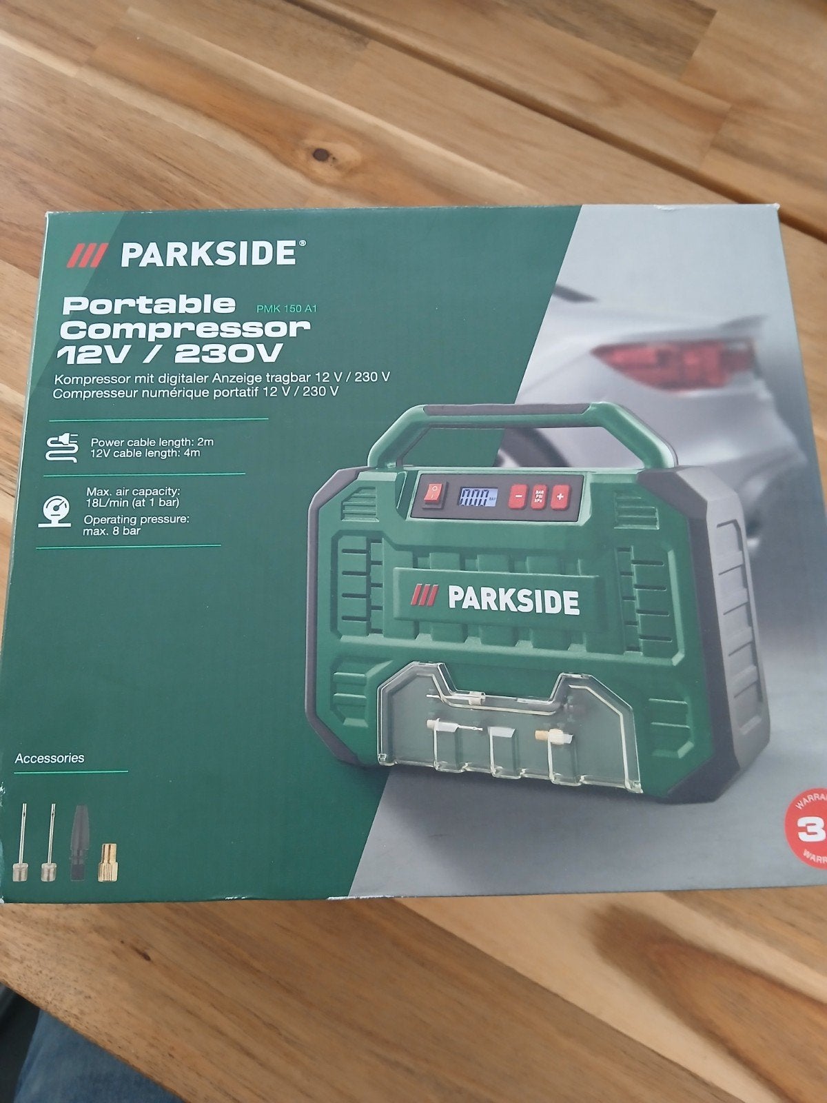 Parkside Draagbare Compressor 12V/230V PMR 150 A1, Doe-het-zelf en Verbouw, 6 tot 10 bar, Nieuw, Ophalen of Verzenden, 200 tot 400 liter/min