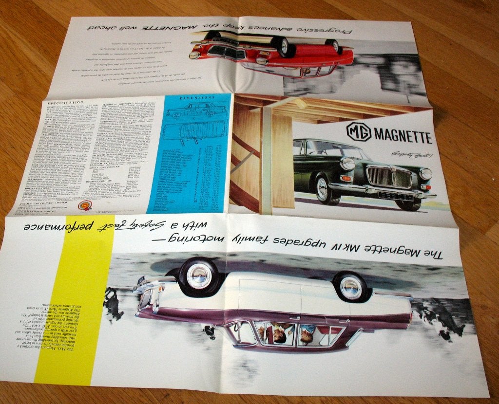 Folder autofolder MG Magnette ZGAN 1964, Ophalen of Verzenden, Zo goed als nieuw, Overige merken