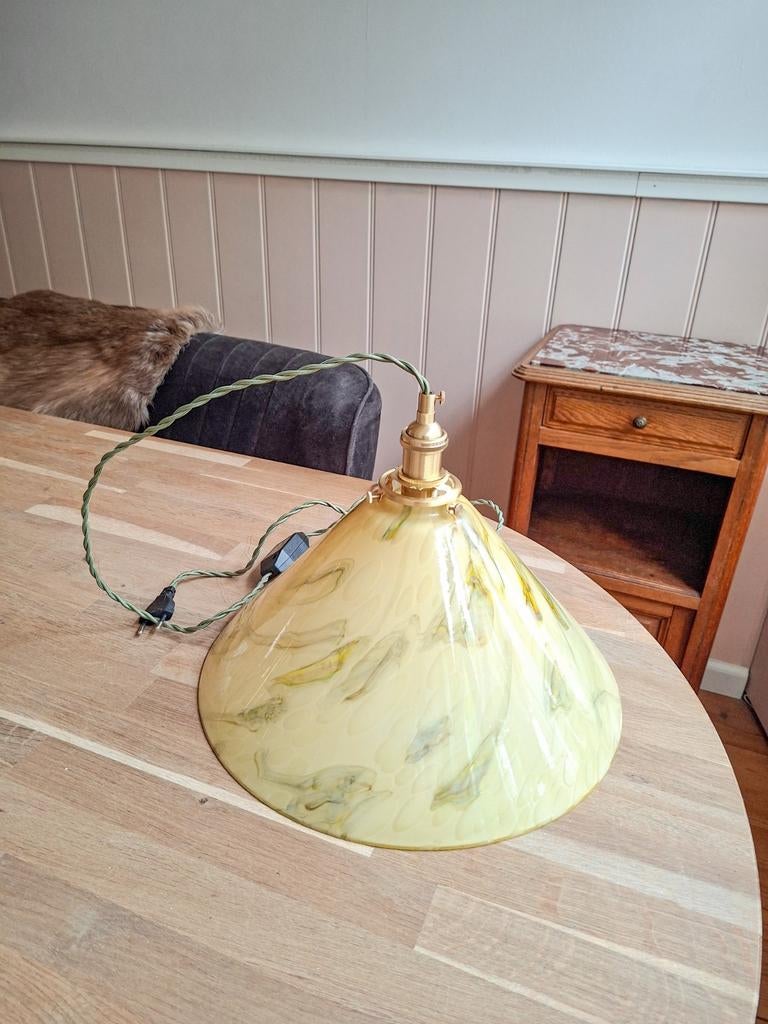 Vintage lamp murano/uranium, Gebruikt, Vintage, Retro, Art Deco, Ophalen of Verzenden, Glas