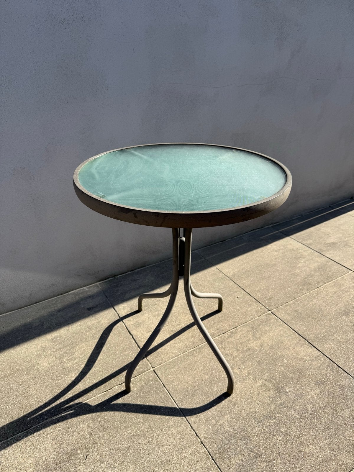 Glazen tuintafeltje - Ideaal voor balkon of kleine tuin, Ophalen, Gebruikt, Rond, Metaal