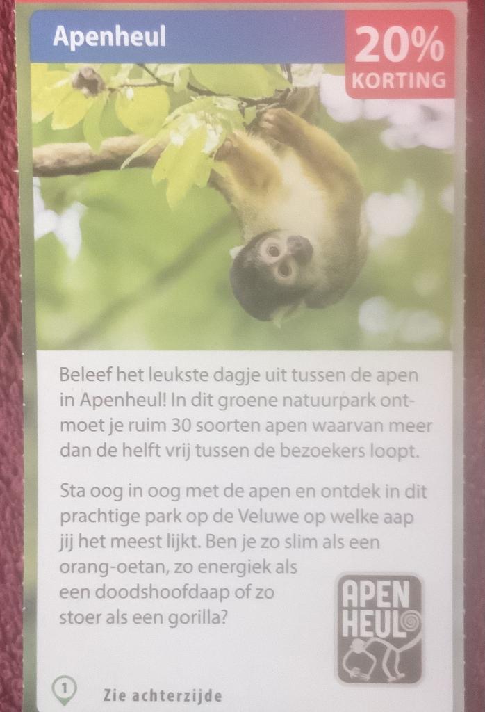 Apenheul Dierentuin Apeldoorn Voordeelbon, Drie personen of meer, Dierentuinbon