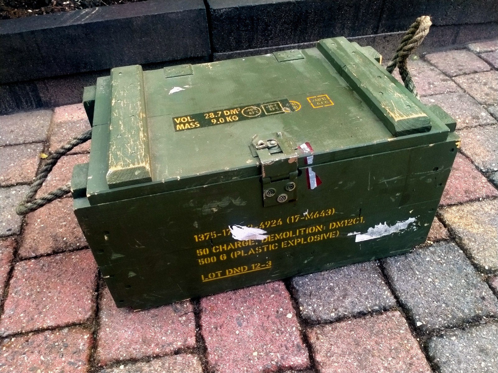Houten munitiekist - Militair groen - Opslagkist, Verzamelen, Militaria | Algemeen, Ophalen of Verzenden, Landmacht, Nederland