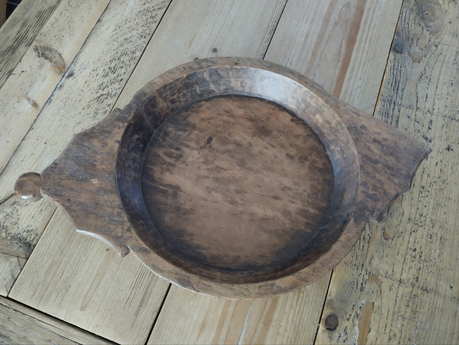 Chapati houten schaal, Huis en Inrichting, Woonaccessoires | Schalen en Manden, Ophalen of Verzenden, Zo goed als nieuw, Rond