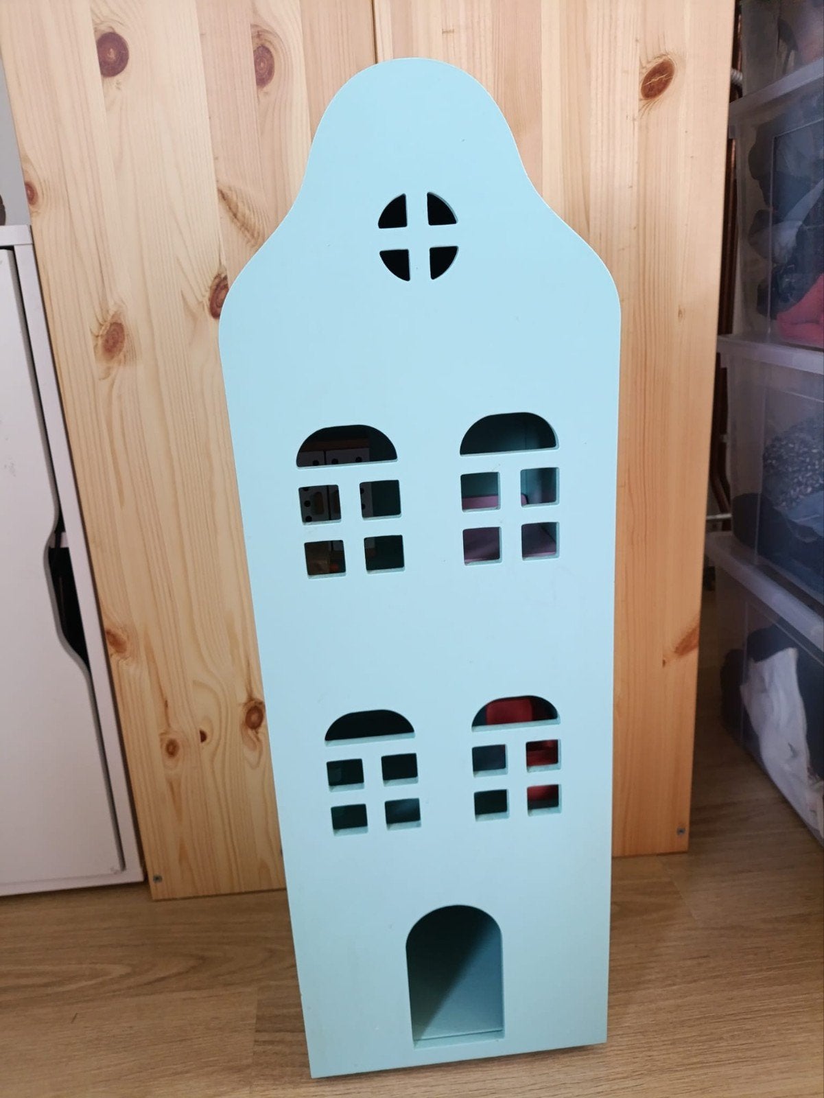 Houten Poppenhuis met Meubels - Zo goed als nieuw, Ophalen, Zo goed als nieuw, Poppenhuis