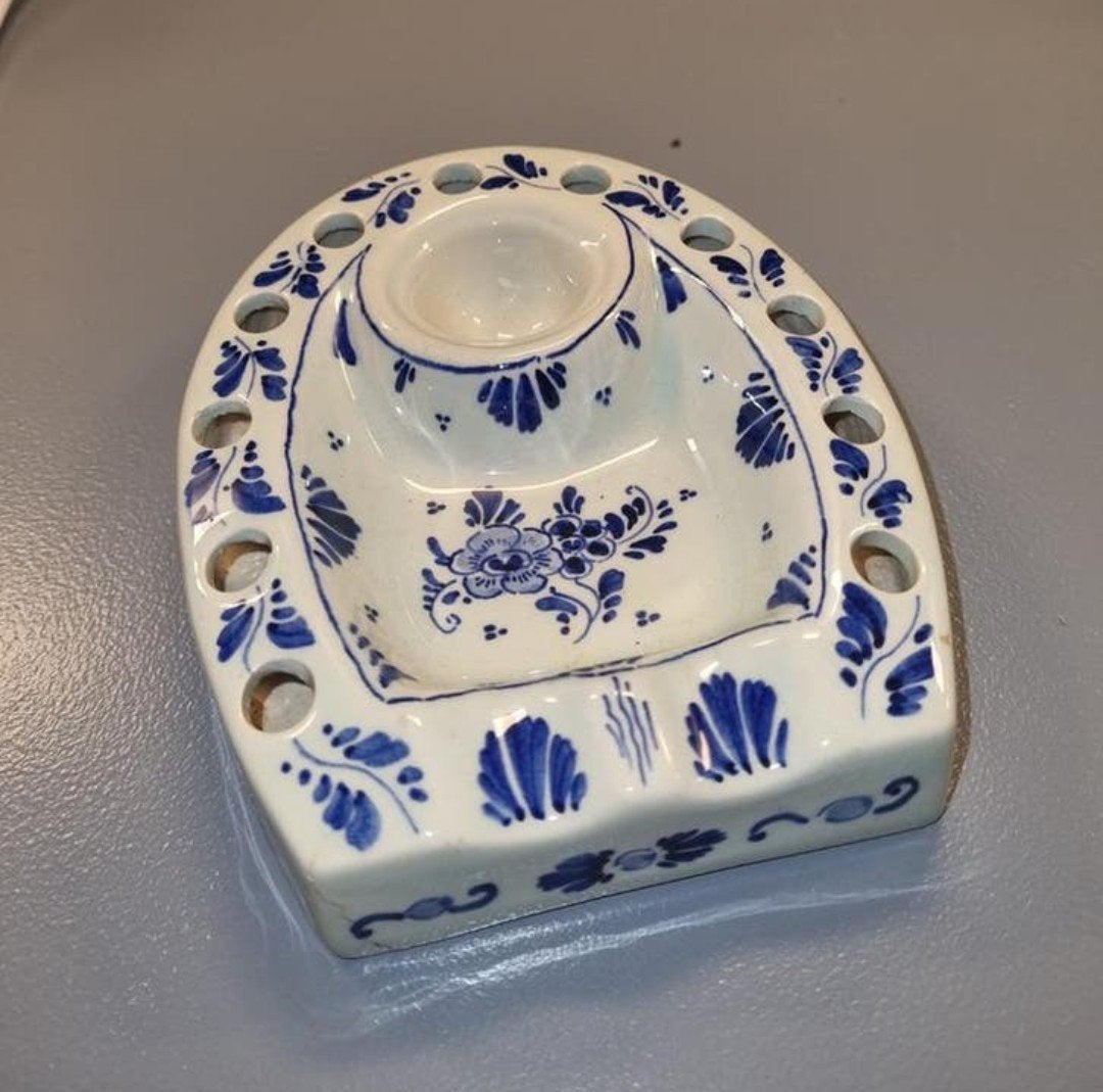 Antieke Delfts Blauwe Pijphouder - Handgeschilderd, Antiek en Kunst, Ophalen of Verzenden
