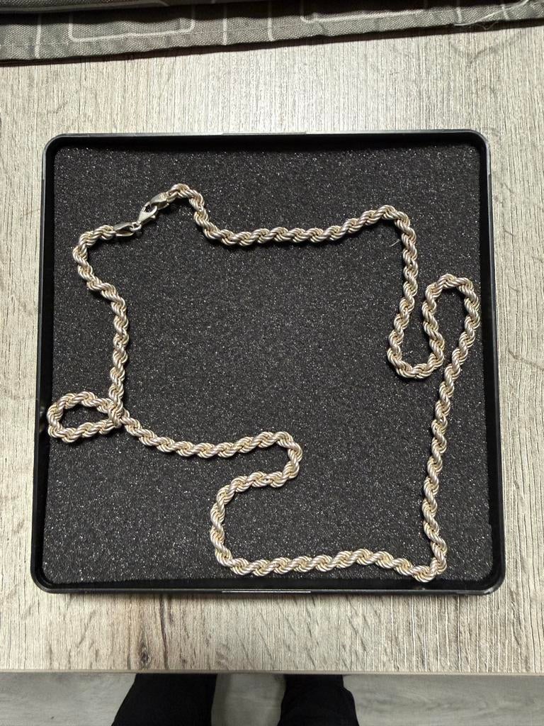 Zilveren Rope Ketting - 70 cm, 4 mm breed, 36 gram, Ophalen, Zo goed als nieuw, Zilver, Zilver