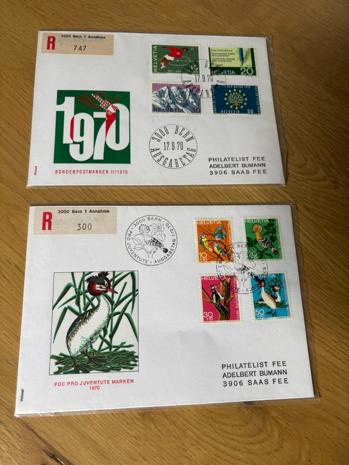 2 x fdc Zwitserland 1970, Postzegels en Munten, Ophalen of Verzenden, Gestempeld