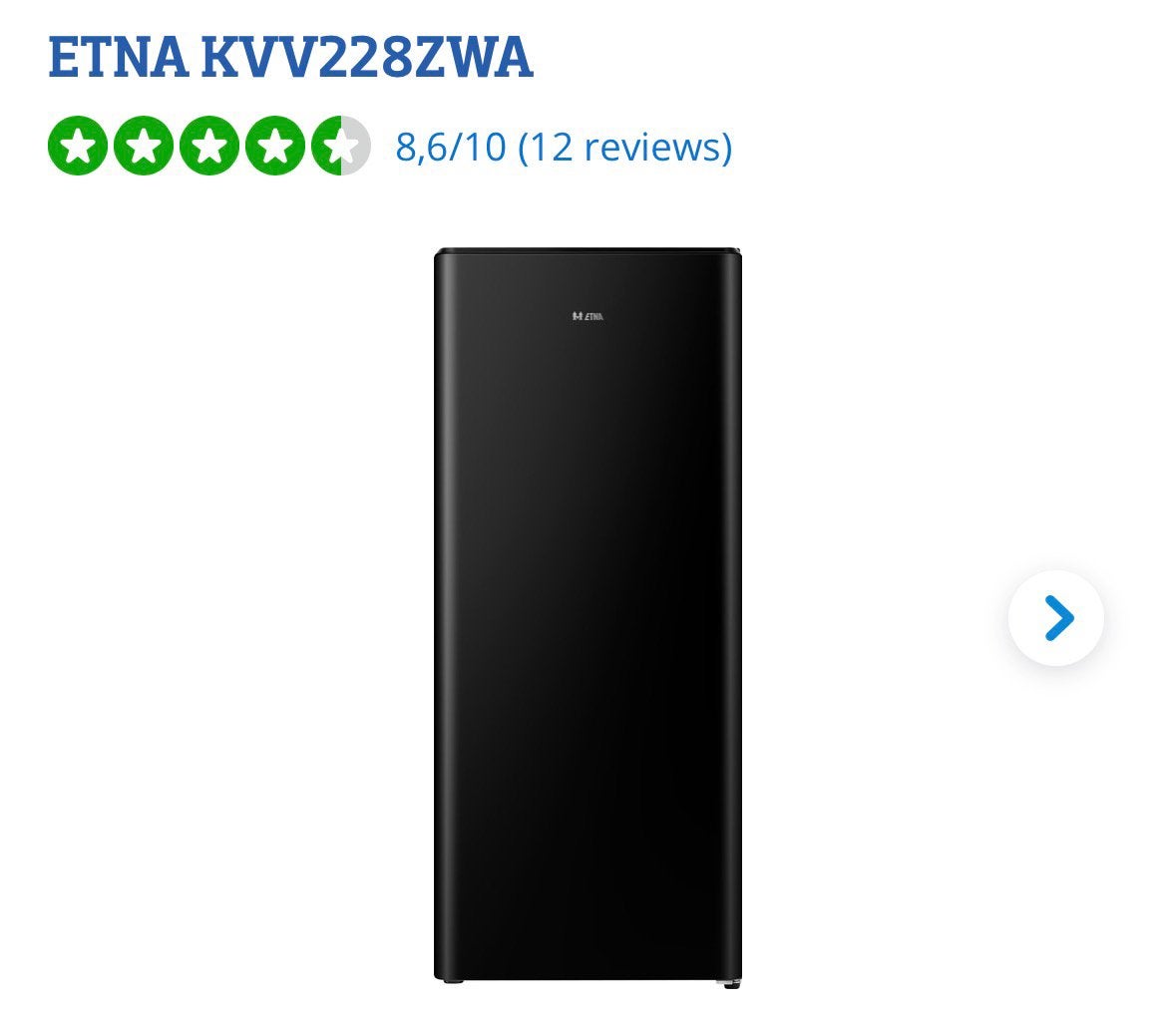 ETNA KVV228ZWA zwarte koelkast, 200 liter of meer, Ophalen, Zo goed als nieuw, Met vriesvak