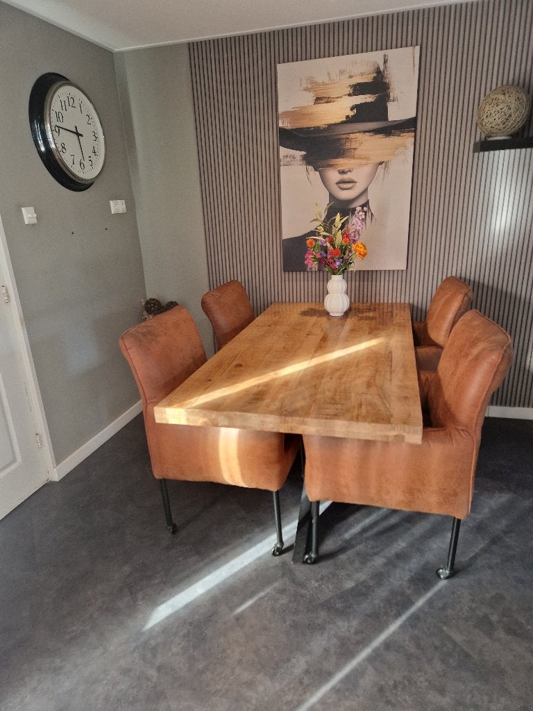 Mooie eettafel van mango hout, Ophalen, 50 tot 100 cm, Zo goed als nieuw, 150 tot 200 cm